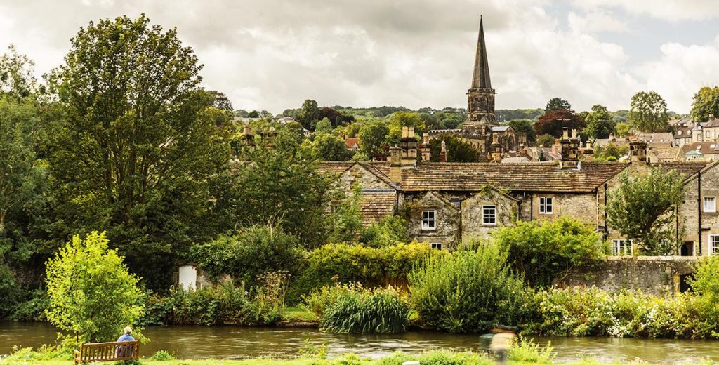 The village of Bakewell on the river Wye